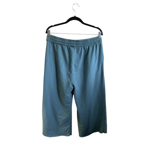 Zenana Wide Leg Pull On Pants Size XL Soft Teal Blue Cropped Length Stretch - Picture 11 of 14